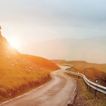 long and winding road country sunset
