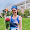 Melanoma survivor and advocate Leah Adams ran the Virtual Boston Marathon in Cleveland, Ohio.