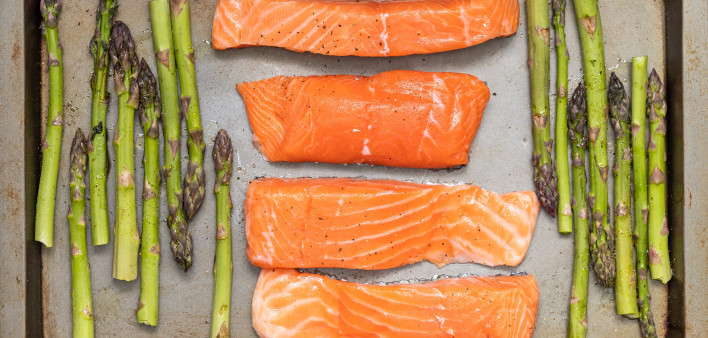 salmon, asparagus, sheet pan dinner, fish, vegetable