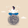 illustration woman yoga seated position meditation