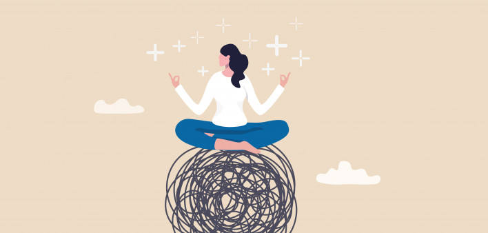 illustration woman yoga seated position meditation