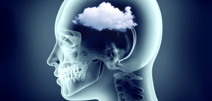 x-ray image of human head with cloud
