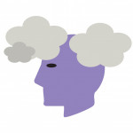 illustation head with grey clouds depression