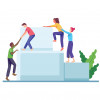 illustration of two men and two women climing blocks