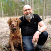 Marc Franke,  the Düsseldorf Patient, with  his dog, Motte