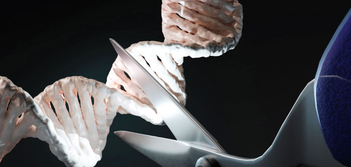 illustration scissors cutting DNA crispr