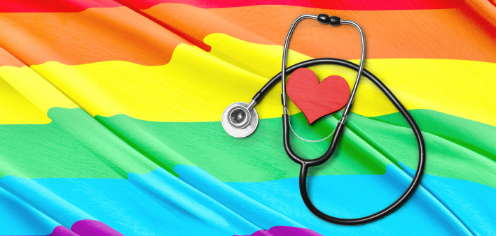 rainbow flag stethoscope and heart