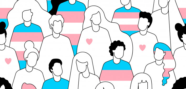 Transgender crowd of people seamless pattern.