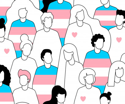 Transgender crowd of people seamless pattern.
