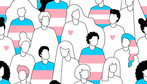 Transgender crowd of people seamless pattern.