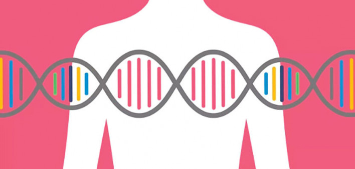 figure of woman with DNA over chest