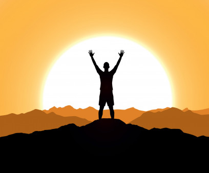 illustration man sunrise sunset sihlouette