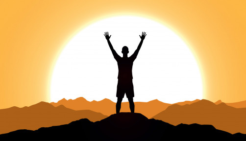 illustration man sunrise sunset sihlouette