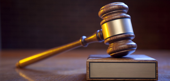   Justice Gavel And Block On Judge's Bench