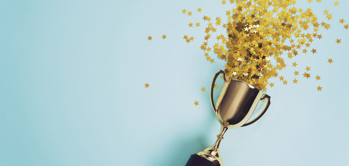 trophy with stars coming out