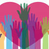 illustration hands and heart. colorful