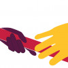 illustration hand pass baton in race