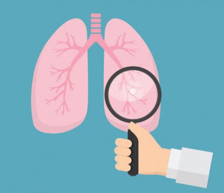 illustration magnifying glass examining lungs