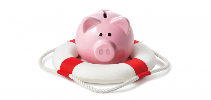 piiggy bank and life preserver