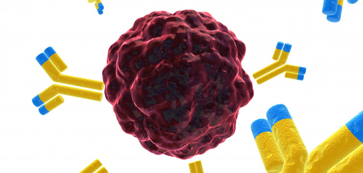 Cancer cell - antibodies stock photo Antibody, Cancer Cell, Three Dimensional, Cancer
