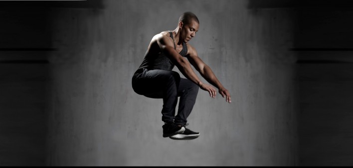A man jumping at the gym