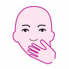 illustration of womans face with hand over her mouth