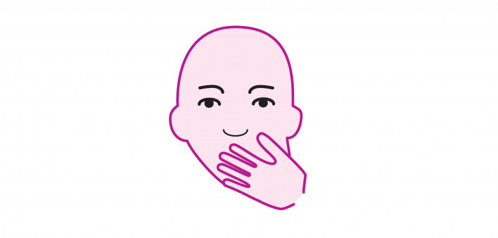 illustration of womans face with hand over her mouth