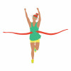 illustration woman runner crossing finish line