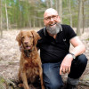 Marc Franke,  the Düsseldorf Patient, with  his dog, Motte