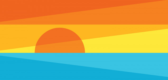 graphic illustration sunset sunrise over water