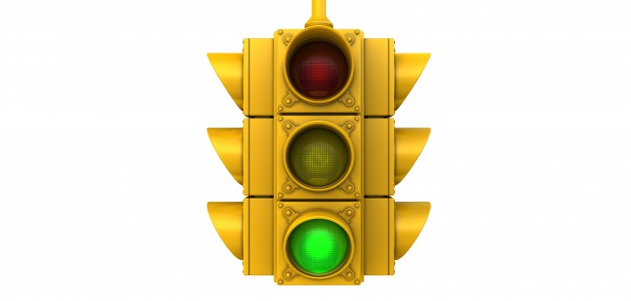 Traffic light with green light illuminated