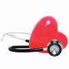 plastic heart and stethoscope