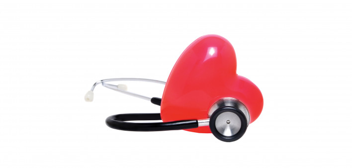 plastic heart and stethoscope