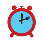 icon alarm clock with knife and fork as hands