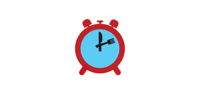 icon alarm clock with knife and fork as hands