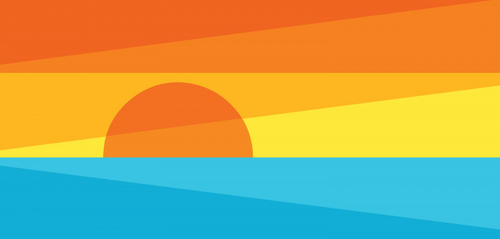 graphic illustration sunset sunrise over water