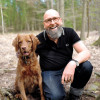 Marc Franke,  the Düsseldorf Patient, with  his dog, Motte