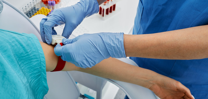Nurse taking blood for patient analysis in medical laboratory stock photo Blood Test, Medical Test, Women, Tourniquet, Blood