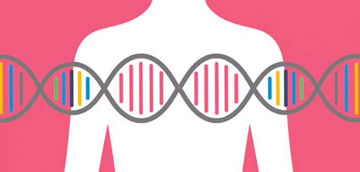 figure of woman with DNA over chest
