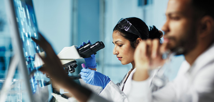 researchers working in the lab