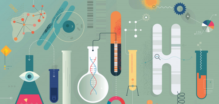 illlustration science research dna test tubes ect