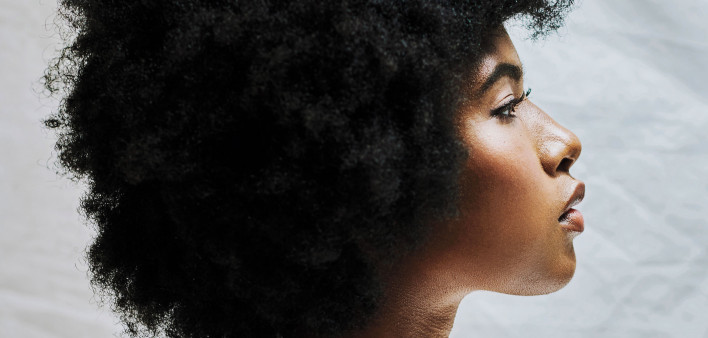 African American woman side view