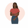 illustration sad girl with a rash