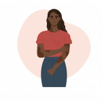 illustration sad girl with a rash