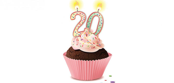 cupcake with 20 in candles