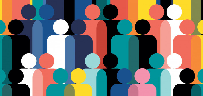 graphic of colored figures crowd