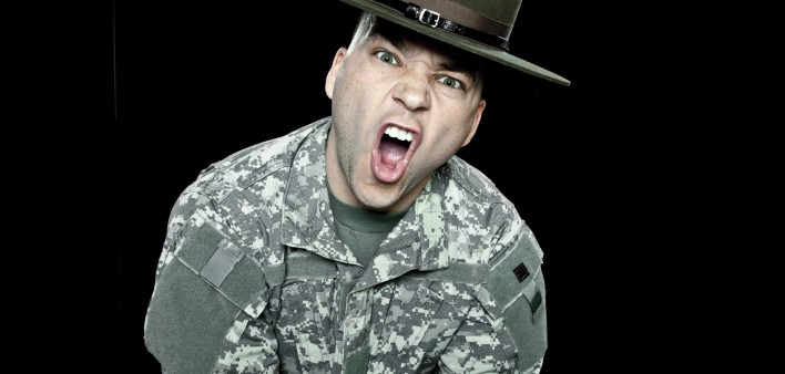 a shouting army drill sergeant 