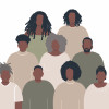 illustration group of dark skin ethnic people
