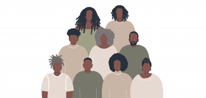 illustration group of dark skin ethnic people
