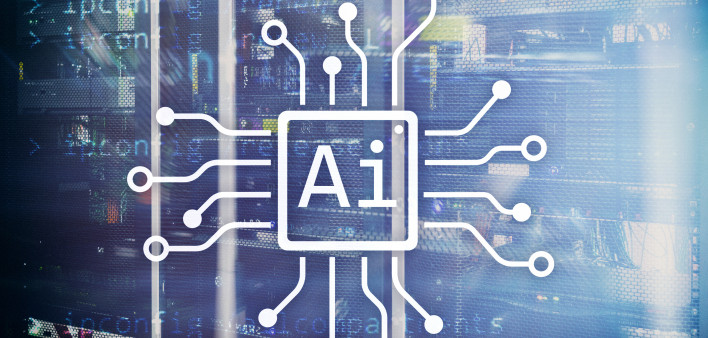 AI, Artificial intelligence, automation and modern information technology concept on virtual screen